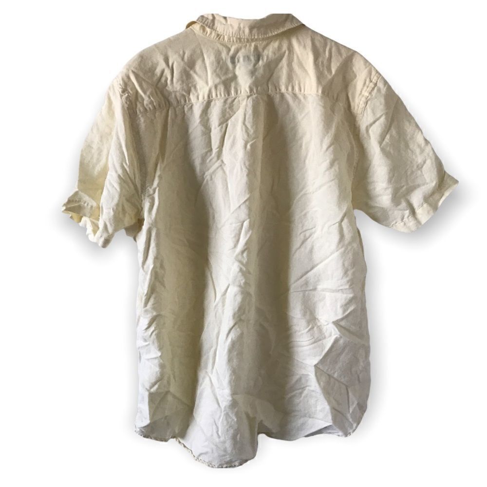 Old navy mens linen cotton blend yellow button down shirt - Picture 2 of 9